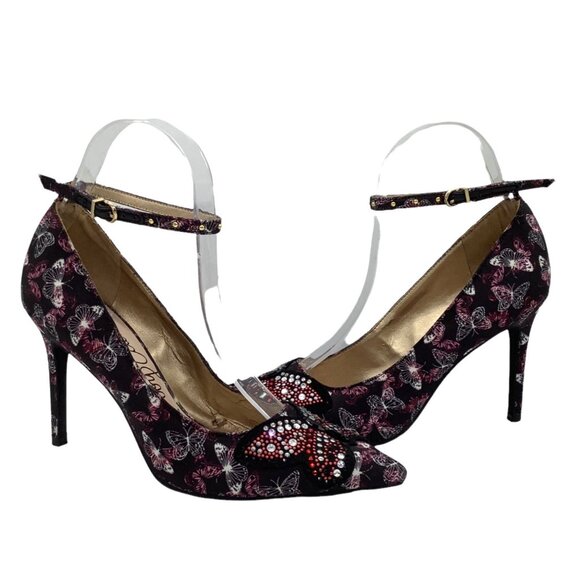 Libby Edelman 6.5 Holly Butterfly Embellished Pointed Toe Stiletto Heels Pumps - Picture 4 of 12